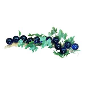 1960s Lucite Grapes on Driftwood Vine Unique Linear Design Cobalt Blue Vintage